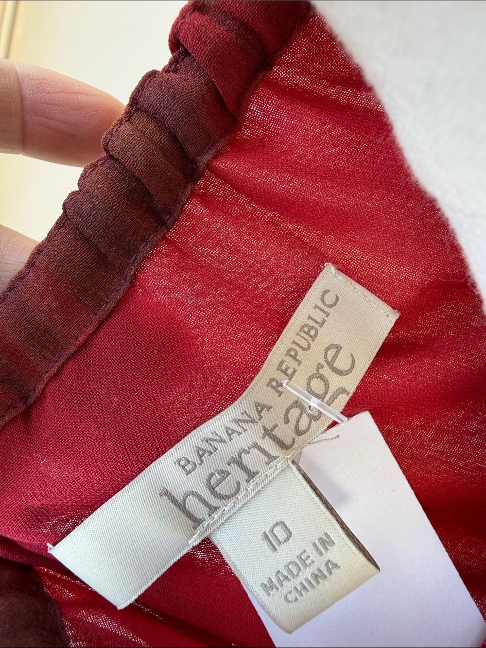 Vintage Banana Republic heritage Red and Brown Long Sleeve Tie-Waist Dress - Picture 6 of 6